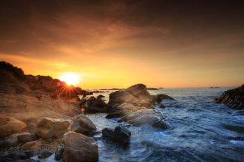 Landscape of a Beach and Sunset Landscape of a Beach and Sunset
