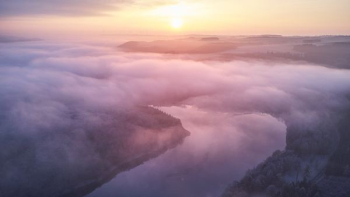 landscape photography of foggy river landscape photography of foggy river