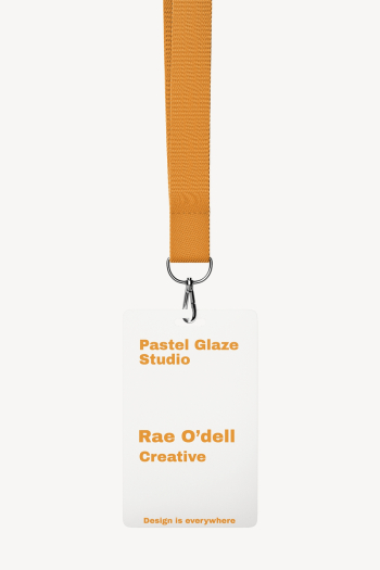 Lanyard ID card mockup, orange | Free PSD Mockup - rawpixel