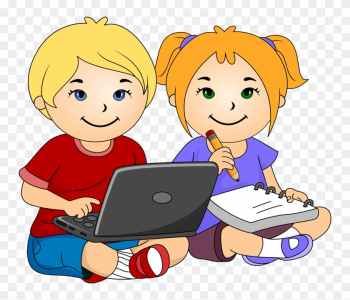 Laptop Clipart School Child - Boy And Girl Writing Clipart