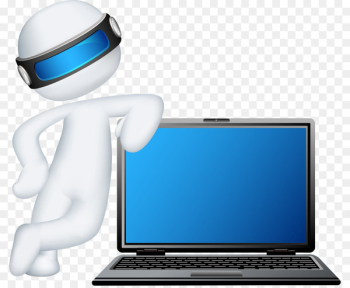 Laptop Dell Computer repair technician Installation - 3D vector people with laptop 