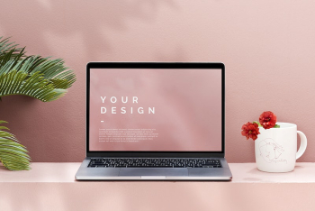 Laptop mockup with a pastel | Free PSD Mockup - rawpixel