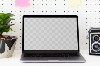 Laptop png screen mockup on plant parent… | Free stock illustration | High Resolution graphic