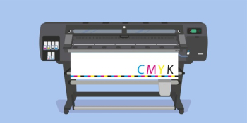  Large-format full-color latex printer plotter flat vector illustration
