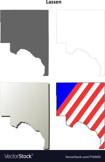 Lassen County California outline map set vector image Lassen County California outline map set vector image