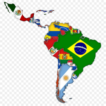 Latin America Flags of South America Map - map 