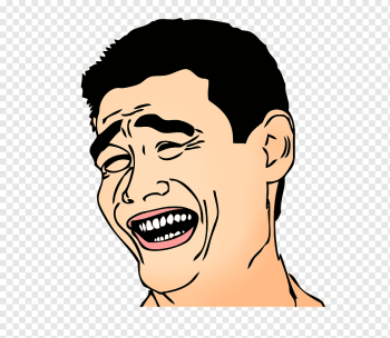 laughing man art, Rage comic Internet meme Trollface Humour, meme, comics, face, hand png