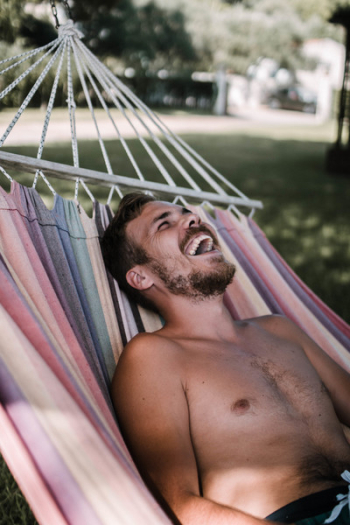 Laughing Man Laying On Hammock Laughing Man Laying On Hammock