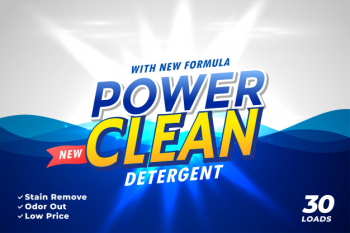 Laundry detergent packaging for power clean Free Vector Laundry detergent packaging for power clean Free Vector