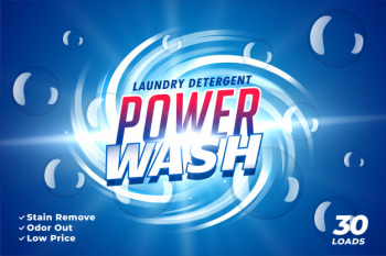 Laundry detergent packaging for power wash Free Vector Laundry detergent packaging for power wash Free Vector