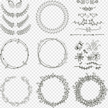 Laurel wreath Wedding invitation Drawing Scalable Graphics, flowers ring, black floral sketches, love, ring, text png