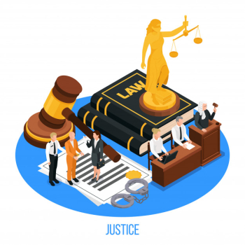 Law justice isometric composition with golden figurine Free Vector Law justice isometric composition with golden figurine Free Vector