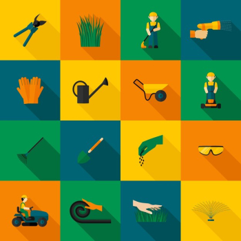 Lawn Man Icon Flat Lawn Man Icon Flat