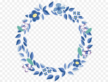 Leaf Blue Flower - Vector hand-painted blue flower garlands Leaf Blue Flower - Vector hand-painted blue flower garlands