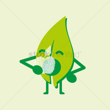Leaf character eating an apple Leaf character eating an apple