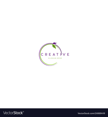 Leaf circle naturally label creative business logo vector image