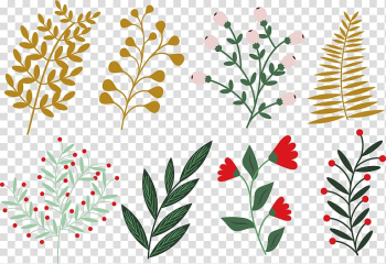 Leaf Green Winter Plant Euclidean , 8 Winter flowers transparent background PNG clipart