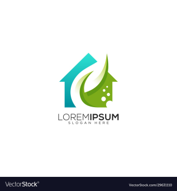 leaf house cleaning logo design