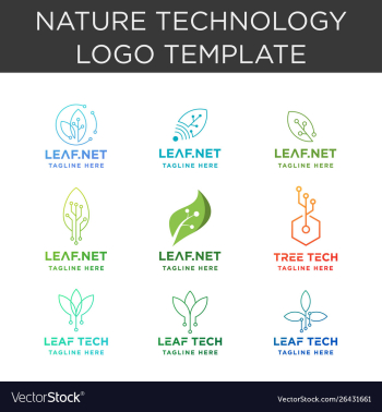 leaf technology logo collection design internet