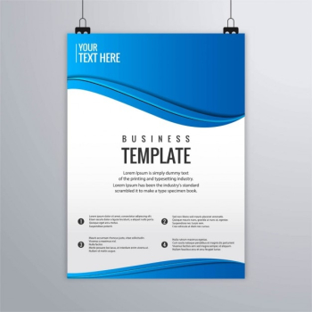 Leaflet with wavy shapes, blue colors