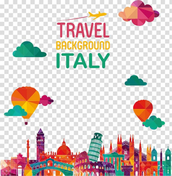 Leaning Tower of Pisa Travel Line art Illustration, Color city skyline transparent background PNG clipart
