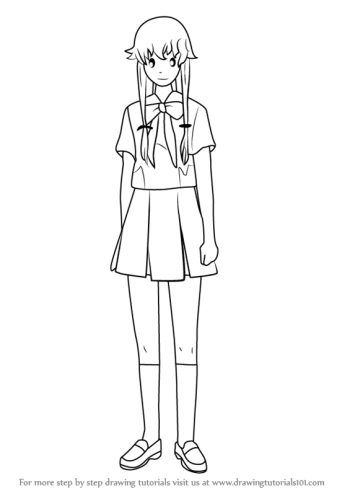 Learn How to Draw Yuno Gasai from Future Diary (Future Diary) Step ...