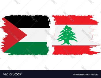 Lebanon and palestine grunge flags connection vector image on VectorStock