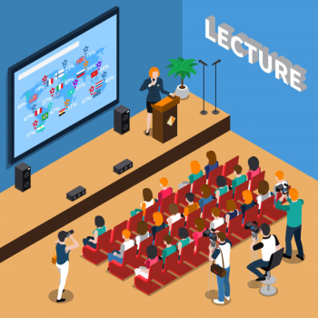 Lecture isometric illustration Free Vector Lecture isometric illustration Free Vector