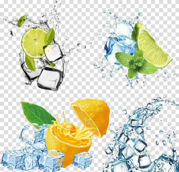 Lemon and lime fruits illustration, Ice cream Cocktail Mojito Ice cube, Fruit ice transparent background PNG clipart