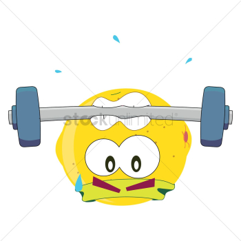 Lemon cartoon doing barbell Lemon cartoon doing barbell
