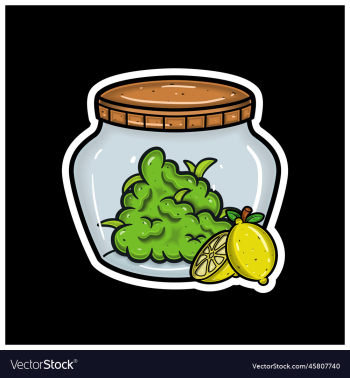 lemon fruit flavor with cartoon mascot of weed