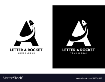 letter a template logo with rocket launch symbol