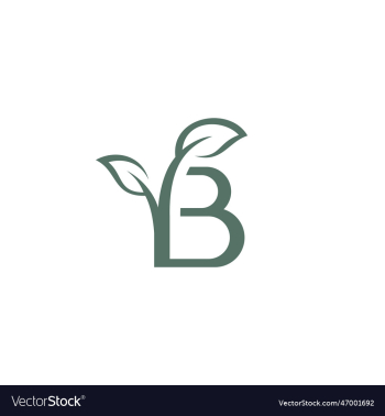 letter b with leaf logo initial logo design eco