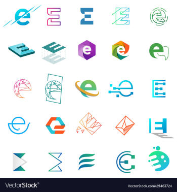 letter e logo design template for business brand