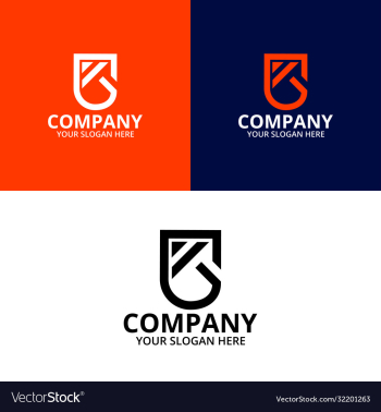 letter k arrow shield logo template