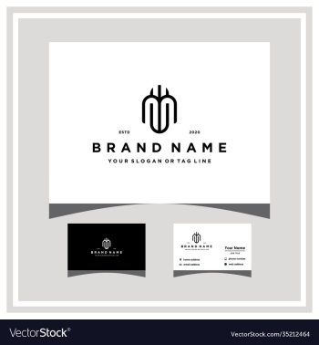 letter mw logo design and business card