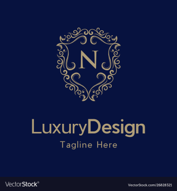 Letter n luxury shield frame creative business log vector image Letter n luxury shield frame creative business log vector image