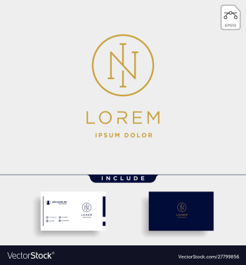 letter n ni in monogram logo design minimal icon