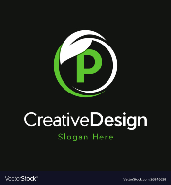 Letter p circle leaf creative business logo vector image Letter p circle leaf creative business logo vector image