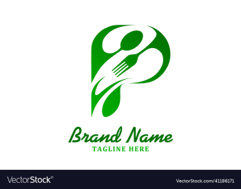 letter p food logo design template letter p food logo design template