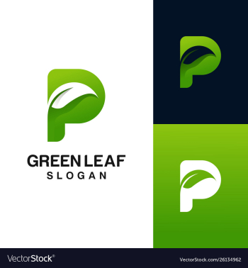Letter p with leaf logo design vector image Letter p with leaf logo design vector image