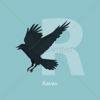 Letter r for raven Letter r for raven
