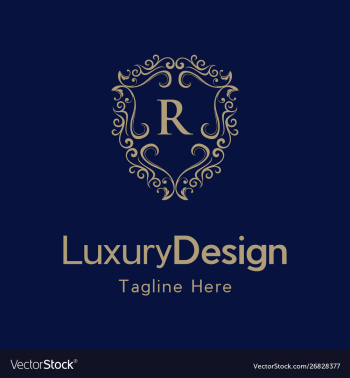 Letter r luxury shield frame creative business log vector image Letter r luxury shield frame creative business log vector image