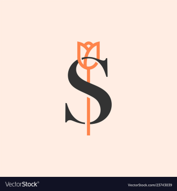 Letter s with rose icon logo vector image