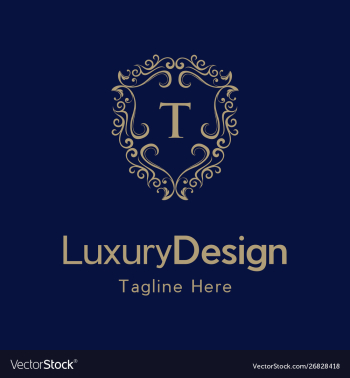 Letter t luxury shield frame creative business log vector image Letter t luxury shield frame creative business log vector image