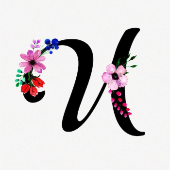 Letter U Watercolor Floral Background