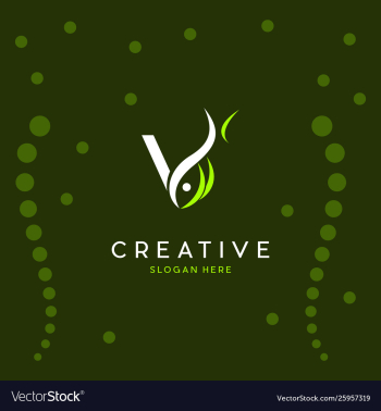 Letter v fish with background water bubbles logo vector image Letter v fish with background water bubbles logo vector image