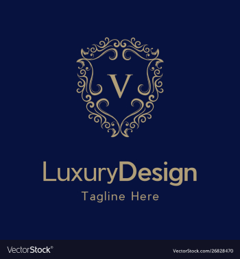 Letter v luxury shield frame creative business log vector image Letter v luxury shield frame creative business log vector image