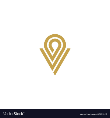 letter v map pin logo design