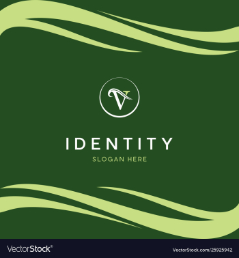 Letter v naturally with business card creative log vector image Letter v naturally with business card creative log vector image